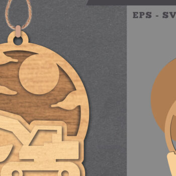 Intra απο ξύλο plywood  Χρώμα wenge 3mm-4mm πάχος - Στολίδι κοπής με λέιζερ εκσκαφέα Δίασταση 6x6 cm INTRAFABR-75111719 - Image 1