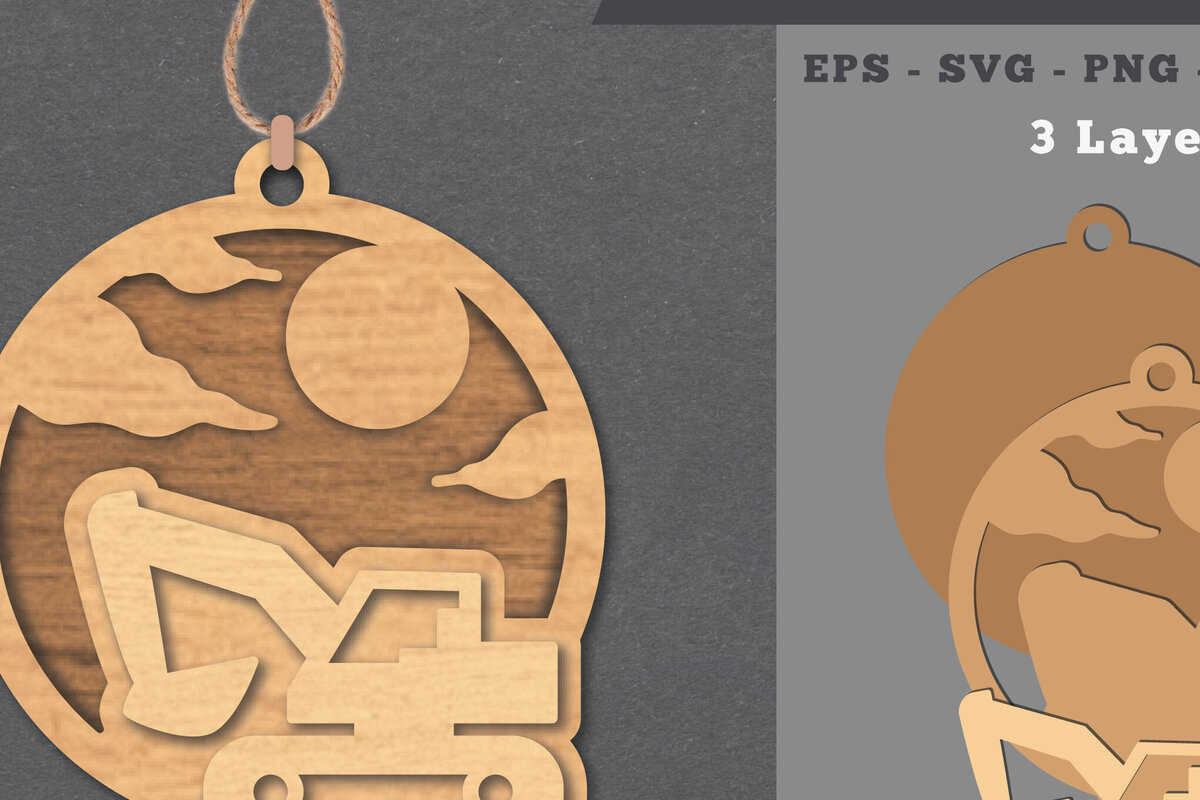 Intra απο ξύλο plywood  Χρώμα wenge 3mm-4mm πάχος - Στολίδι κοπής με λέιζερ εκσκαφέα Δίασταση 6x6 cm INTRAFABR-75111719