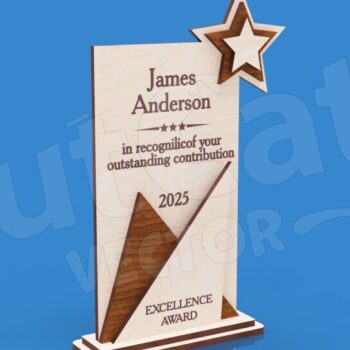Intra απο ξύλο plywood Χρώμα wenge 3mm-4mm πάχος - Excellence Trophy - Sharp Star Design Δίασταση 30x20 cm INTRAFABR-47679316 - Image 1