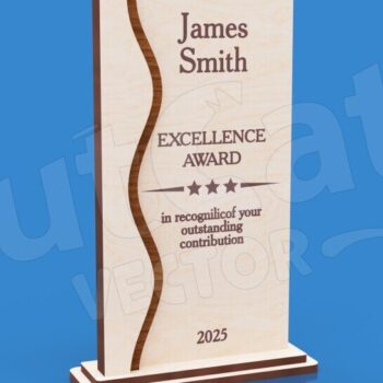 Intra απο ξύλο plywood  Χρώμα wenge 3mm-4mm πάχος - Excellence Trophy - Wavy Line Design Δίασταση 30x20 cm INTRAFABR-92115203 - Image 1