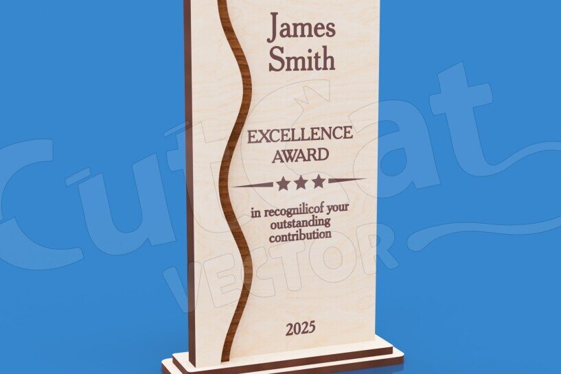 Intra απο ξύλο plywood  Χρώμα wenge 3mm-4mm πάχος - Excellence Trophy - Wavy Line Design Δίασταση 30x20 cm INTRAFABR-92115203