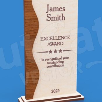 Intra απο ξύλο plywood  Χρώμα wenge 3mm-4mm πάχος - Excellence Trophy με Wave Accent Δίασταση 30x20 cm INTRAFABR-72143453 - Image 1