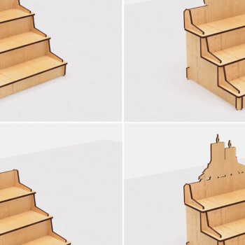 Intra απο ξύλο plywood  Χρώμα wenge 3mm-4mm πάχος - Εκθεσιακό περίπτερο με βιτρίνας Δίασταση 30x20 cm INTRAFABR-72163286 - Image 1