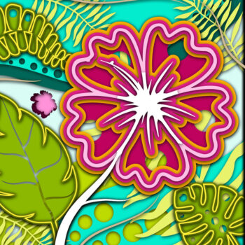 Intra απο ξύλο plywood  Χρώμα wenge 3mm-4mm πάχος - Exotic Flower 3D Multilayer Δίασταση 20x20 cm INTRAFABR-72164556 - Image 1