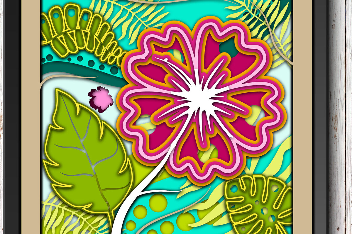 Intra απο ξύλο plywood  Χρώμα wenge 3mm-4mm πάχος - Exotic Flower 3D Multilayer Δίασταση 20x20 cm INTRAFABR-72164556