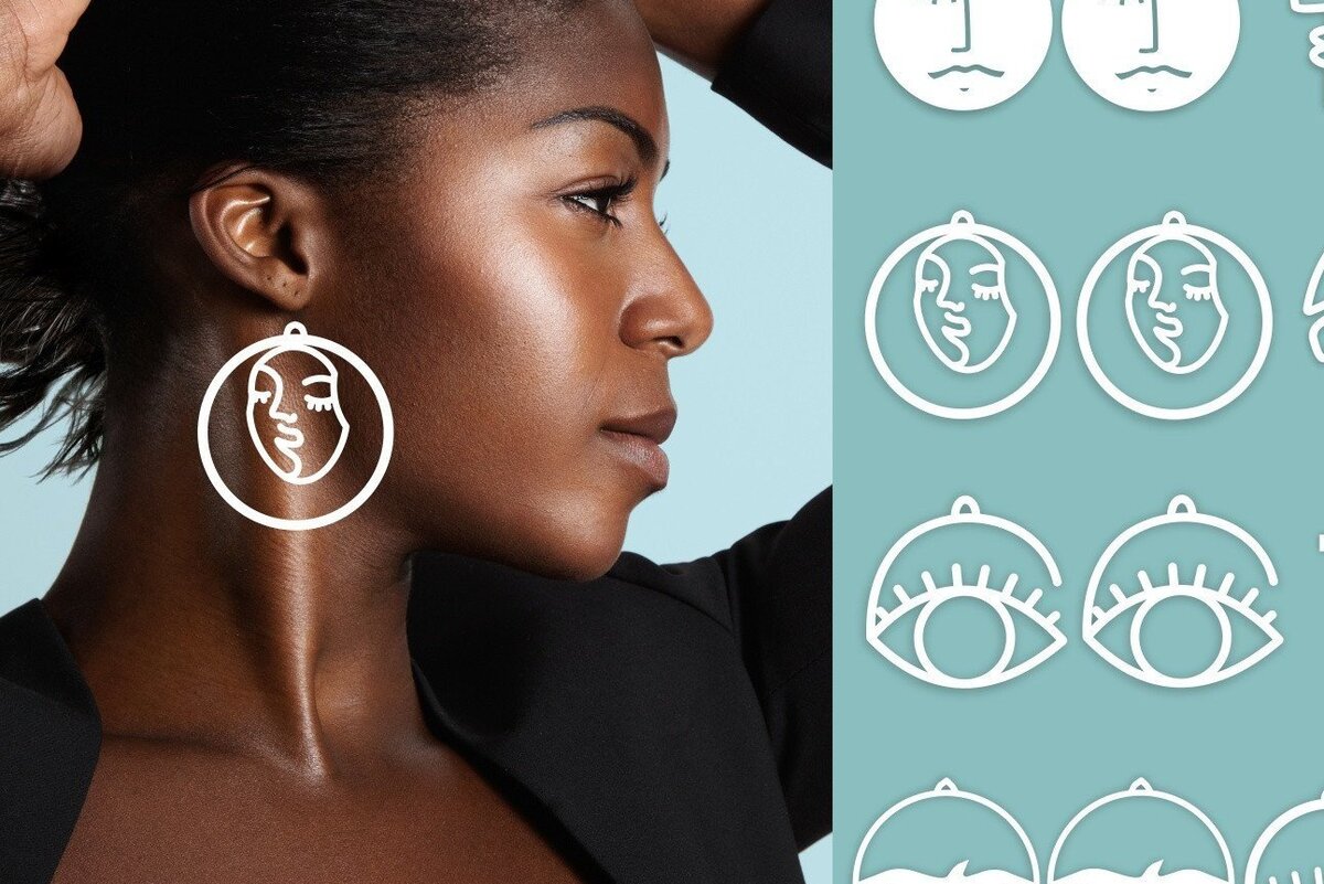 Intra απο ξύλο plywood  Χρώμα wenge 3mm-4mm πάχος - Σκουλαρίκια προσώπου Πακέτο Δίασταση 6x6 cm INTRAFABR-79704043