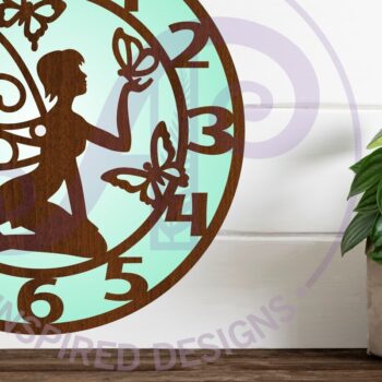 Intra απο ξύλο plywood Χρώμα wenge 3mm-4mm πάχος - Ρολόι τοίχου Laser Fairy and Butterflies Δίασταση 30x20 cm INTRAFABR-93697317 - Image 3