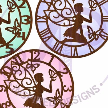 Intra απο ξύλο plywood Χρώμα wenge 3mm-4mm πάχος - Ρολόι τοίχου Laser Fairy and Butterflies Δίασταση 30x20 cm INTRAFABR-93697317 - Image 4