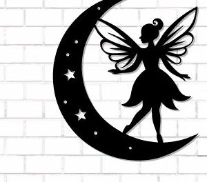 Intra απο ξύλο plywood  Χρώμα wenge 3mm-4mm πάχος - Fairy and Moon Wall Art Δίασταση 40x50 cm INTRAFABR-41392425