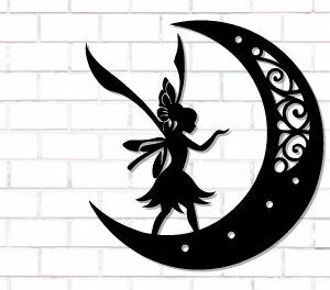 Intra απο ξύλο plywood  Χρώμα wenge 3mm-4mm πάχος - Fairy and Moon Wall Art Δίασταση 40x50 cm INTRAFABR-41386952