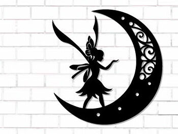 Intra απο ξύλο plywood Χρώμα wenge 3mm-4mm πάχος - Fairy and Moon Wall Art Δίασταση 40x50 cm INTRAFABR-41386952 - Image 1