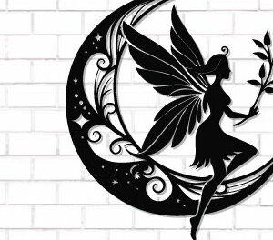 Intra απο ξύλο plywood  Χρώμα wenge 3mm-4mm πάχος - Fairy and Moon Wall Art Δίασταση 40x50 cm INTRAFABR-94768509