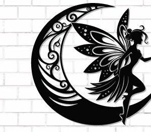 Intra απο ξύλο plywood  Χρώμα wenge 3mm-4mm πάχος - Fairy and Moon Wall Art Δίασταση 40x50 cm INTRAFABR-94768160