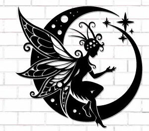 Intra απο ξύλο plywood  Χρώμα wenge 3mm-4mm πάχος - Fairy and Moon Wall Art Δίασταση 40x50 cm INTRAFABR-94768177