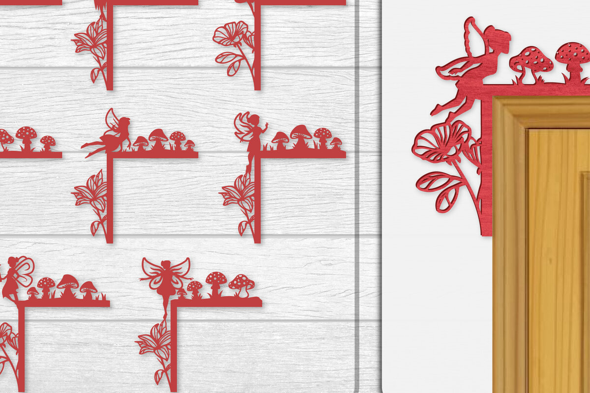 Intra απο ξύλο plywood  Χρώμα wenge 3mm-4mm πάχος - Fairy Door Corner Lasercut 8 DESIGNS Δίασταση 30x20 cm INTRAFABR-123409434