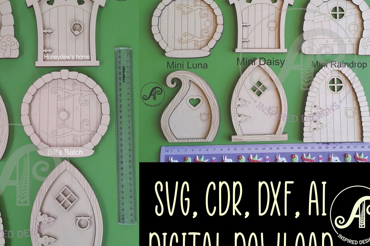 Intra απο ξύλο plywood  Χρώμα wenge 3mm-4mm πάχος - Fairy Doors, κοπής με λέιζερ. 2 στρώμα Δίασταση 30x20 cm INTRAFABR-123409095