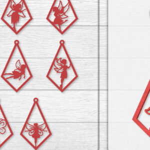 Intra απο ξύλο plywood  Χρώμα wenge 3mm-4mm πάχος - Σκουλαρίκια Fairy Lasercut BNDLES 8 ΣΧΕΔΙΑ Δίασταση 3x3 cm INTRAFABR-123409127