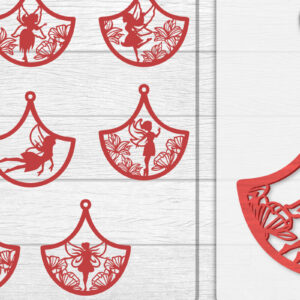 Intra απο ξύλο plywood  Χρώμα wenge 3mm-4mm πάχος - Σκουλαρίκια Fairy Lasercut BNDLES 8 ΣΧΕΔΙΑ Δίασταση 3x3 cm INTRAFABR-123409140