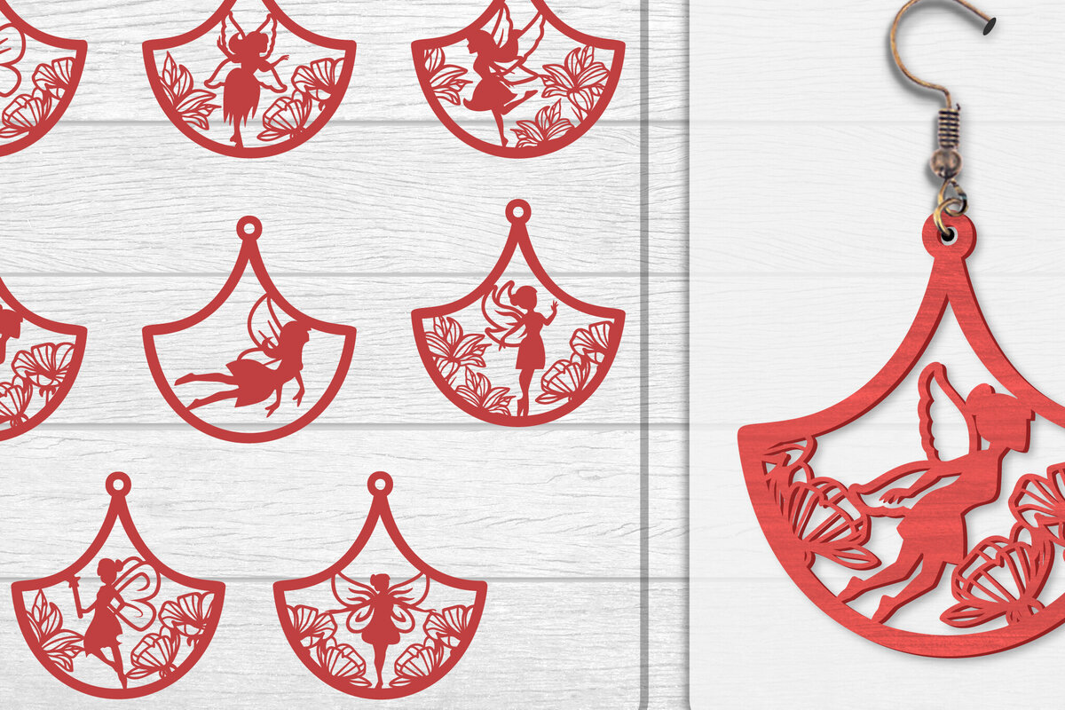 Intra απο ξύλο plywood  Χρώμα wenge 3mm-4mm πάχος - Σκουλαρίκια Fairy Lasercut BNDLES 8 ΣΧΕΔΙΑ Δίασταση 3x3 cm INTRAFABR-123409140