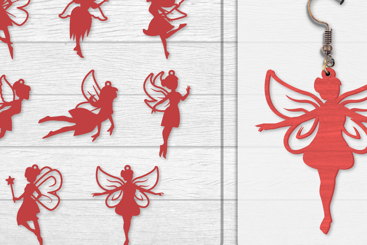 Intra απο ξύλο plywood  Χρώμα wenge 3mm-4mm πάχος - Σκουλαρίκια Fairy Lasercut BNDLES 8 ΣΧΕΔΙΑ Δίασταση 3x3 cm INTRAFABR-123409370