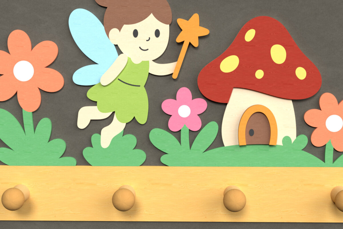 Intra απο ξύλο plywood  Χρώμα wenge 3mm-4mm πάχος - Fairy Garden Wall Hook Δίασταση 6x6 cm INTRAFABR-67962798