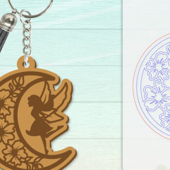 Intra απο ξύλο plywood  Χρώμα wenge 3mm-4mm πάχος - Μπρελόκ Fairy Lasercut Δίασταση 4x4 cm INTRAFABR-68039288 - Image 1