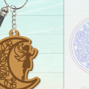 Intra απο ξύλο plywood  Χρώμα wenge 3mm-4mm πάχος - Μπρελόκ Fairy Lasercut Δίασταση 4x4 cm INTRAFABR-85360875