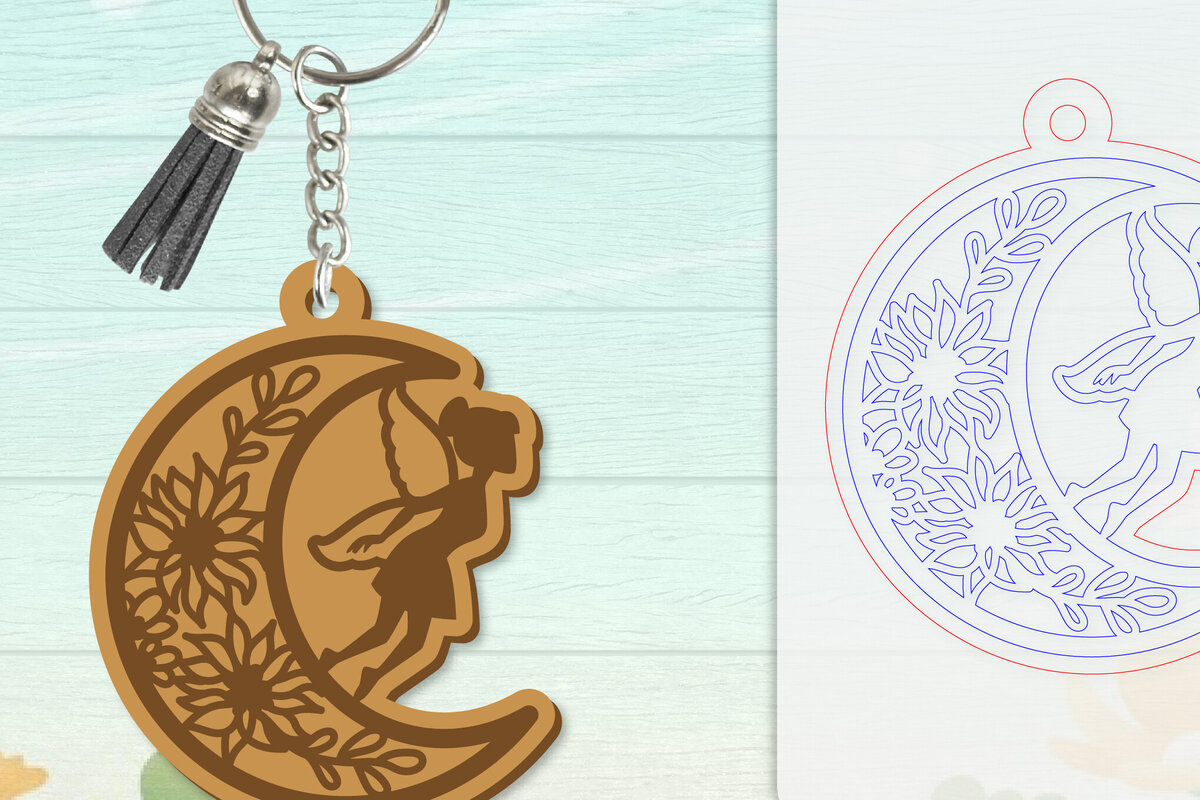 Intra απο ξύλο plywood  Χρώμα wenge 3mm-4mm πάχος - Μπρελόκ Fairy Lasercut Δίασταση 4x4 cm INTRAFABR-94261728