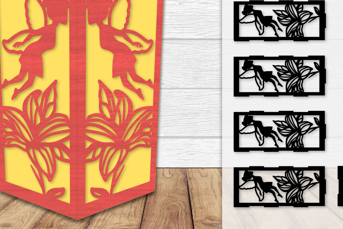 Intra απο ξύλο plywood  Χρώμα wenge 3mm-4mm πάχος - Fairy Lamp Lasercut Δίασταση 20x20 cm INTRAFABR-88133115