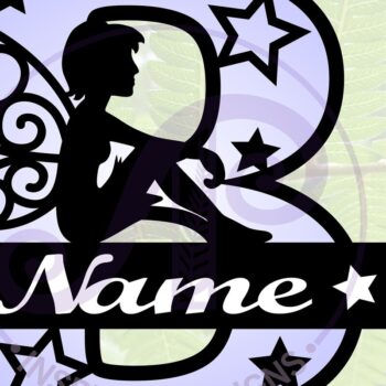 Intra απο ξύλο plywood  Χρώμα wenge 3mm-4mm πάχος - Fairy Letter B Μονόγραμμα Cut Δίασταση 30x20 cm INTRAFABR-88166396 - Image 1