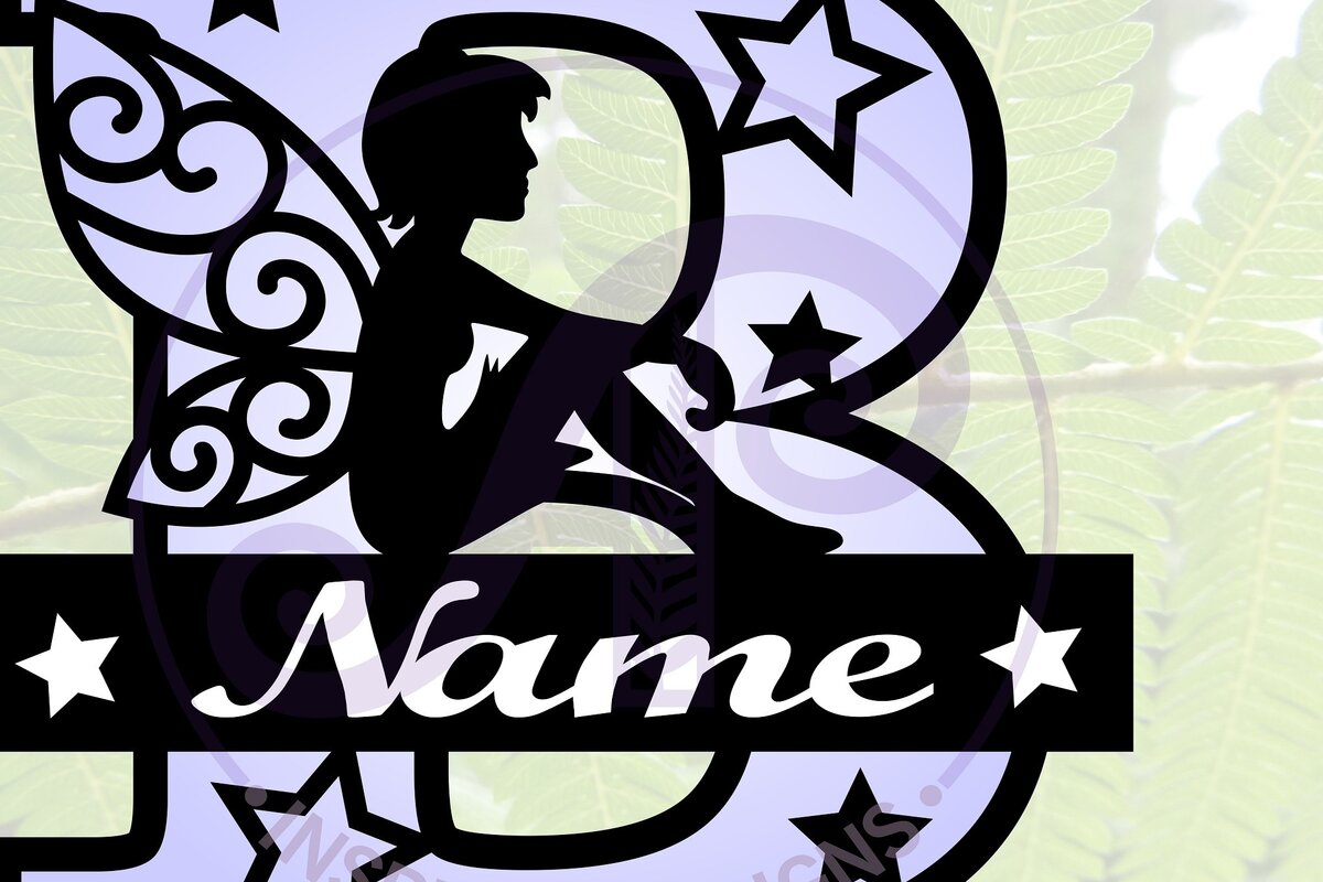 Intra απο ξύλο plywood  Χρώμα wenge 3mm-4mm πάχος - Fairy Letter B Μονόγραμμα Cut Δίασταση 30x20 cm INTRAFABR-88166396