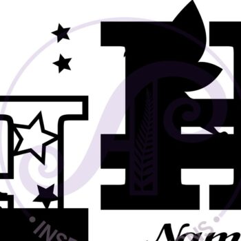 Intra απο ξύλο plywood Χρώμα wenge 3mm-4mm πάχος - περικοπής Fairy Letter H Μονόγραμμα Δίασταση 30x20 cm INTRAFABR-88166511 - Image 2