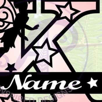 Intra απο ξύλο plywood Χρώμα wenge 3mm-4mm πάχος - περικοπής Fairy Letter K Monogram Δίασταση 30x20 cm INTRAFABR-88166653 - Image 1