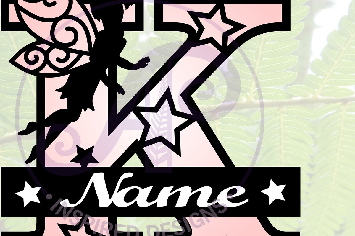 Intra απο ξύλο plywood  Χρώμα wenge 3mm-4mm πάχος - περικοπής Fairy Letter K Monogram Δίασταση 30x20 cm INTRAFABR-88166653