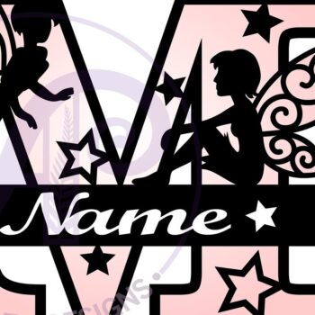 Intra απο ξύλο plywood  Χρώμα wenge 3mm-4mm πάχος - Fairy Letter M Μονόγραμμα Cut Δίασταση 30x20 cm INTRAFABR-88166025 - Image 3