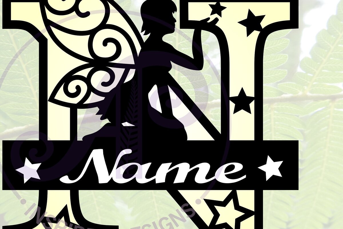 Intra απο ξύλο plywood  Χρώμα wenge 3mm-4mm πάχος - Fairy Letter N Μονόγραμμα Cut Δίασταση 30x20 cm INTRAFABR-88166057