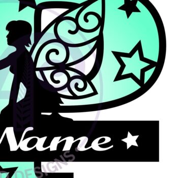 Intra απο ξύλο plywood  Χρώμα wenge 3mm-4mm πάχος - Fairy Letter P Μονόγραμμα Cut Δίασταση 30x20 cm INTRAFABR-88166131 - Image 3