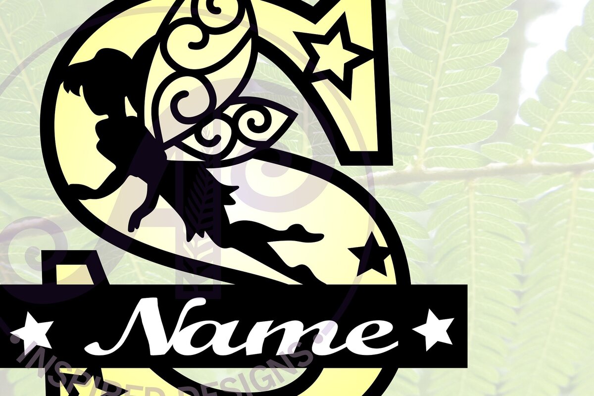 Intra απο ξύλο plywood  Χρώμα wenge 3mm-4mm πάχος - Fairy Letter S Μονόγραμμα Cut Δίασταση 30x20 cm INTRAFABR-88166219