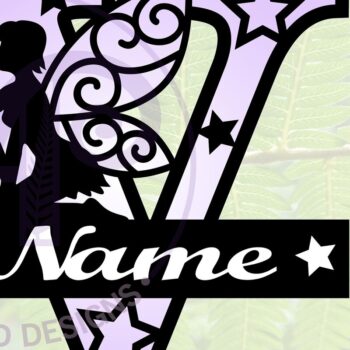 Intra απο ξύλο plywood Χρώμα wenge 3mm-4mm πάχος - Fairy Letter V Μονόγραμμα Cut Δίασταση 30x20 cm INTRAFABR-68108849 - Image 1