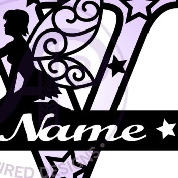 Intra απο ξύλο plywood Χρώμα wenge 3mm-4mm πάχος - Fairy Letter V Μονόγραμμα Cut Δίασταση 30x20 cm INTRAFABR-68108849 - Image 3