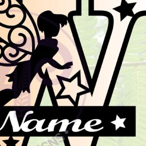 Intra απο ξύλο plywood  Χρώμα wenge 3mm-4mm πάχος - Fairy Letter W Μονόγραμμα Cut Δίασταση 30x20 cm INTRAFABR-67964018