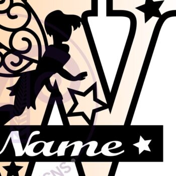 Intra απο ξύλο plywood Χρώμα wenge 3mm-4mm πάχος - Fairy Letter W Μονόγραμμα Cut Δίασταση 30x20 cm INTRAFABR-67964018 - Image 3