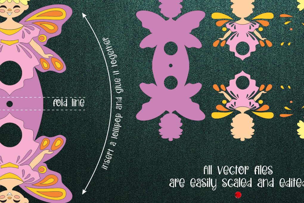 Intra απο ξύλο plywood  Χρώμα wenge 3mm-4mm πάχος - Πρότυπο θήκης Lollipop νεράιδων Δίασταση 30x20 cm INTRAFABR-89110736