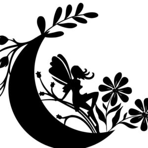 Intra απο ξύλο plywood  Χρώμα wenge 3mm-4mm πάχος - Fairy Moon Floral κορίτσι με φύλλα δέντρο Δίασταση 20x20 cm INTRAFABR-89110809