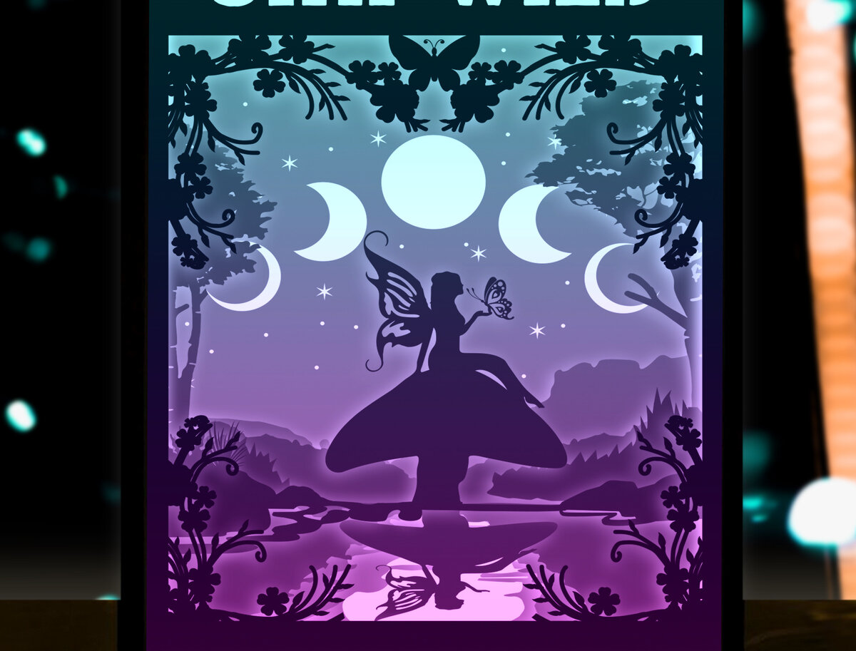 Intra απο ξύλο plywood  Χρώμα wenge 3mm-4mm πάχος - Πρότυπο φωτιστικού κουτιού χαρτιού κοπής Fairy Moon Δίασταση 20x20 cm INTRAFABR-87774929