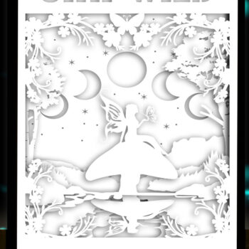 Intra απο ξύλο plywood  Χρώμα wenge 3mm-4mm πάχος - Πρότυπο φωτιστικού κουτιού χαρτιού κοπής Fairy Moon Δίασταση 20x20 cm INTRAFABR-87774929 - Image 3