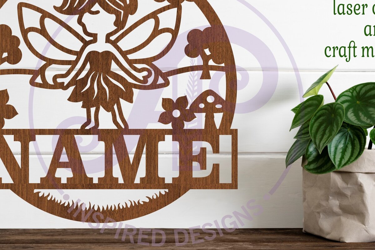 Intra απο ξύλο plywood  Χρώμα wenge 3mm-4mm πάχος - Πρότυπο κοπής με λέιζερ Sin Name Fairy Δίασταση 30x20 cm INTRAFABR-87775230