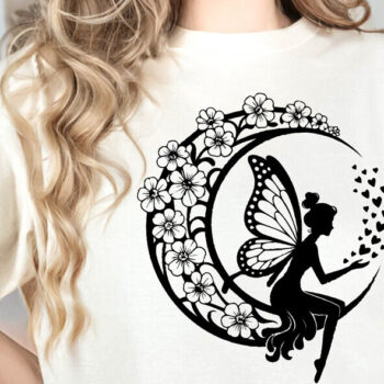 Intra απο ξύλο plywood  Χρώμα wenge 3mm-4mm πάχος - Fairy on Crescent Moon , Αποκοπή υ Δίασταση 20x20 cm INTRAFABR-87774589 - Image 2