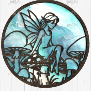 Intra απο ξύλο plywood  Χρώμα wenge 3mm-4mm πάχος - Fairy on Mushroom Suncatcher Δίασταση 30x20 cm INTRAFABR-87775448