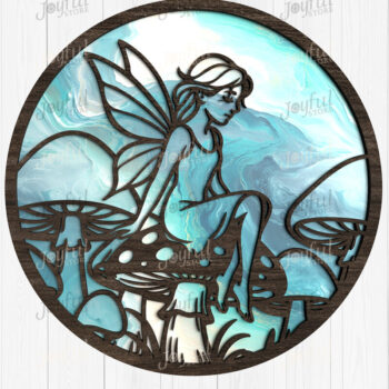 Intra απο ξύλο plywood  Χρώμα wenge 3mm-4mm πάχος - Fairy on Mushroom Suncatcher Δίασταση 30x20 cm INTRAFABR-87775448 - Image 1